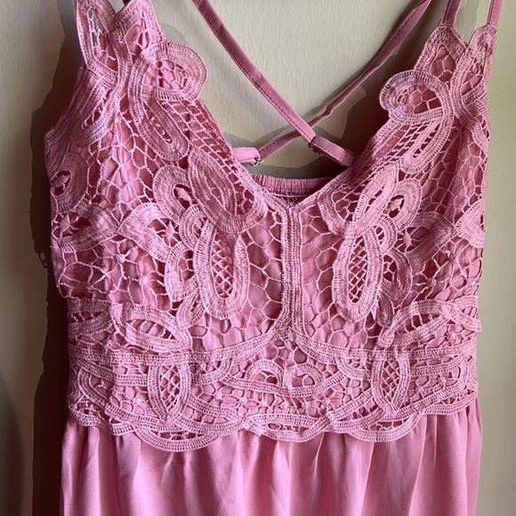 Pink Crochet Ruffle Dress - Picture 2 of 6